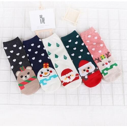 1 Pairs Christmas Santa Claus Socks Warm Cotton Elk Animal Women Socks Cartoon Deer Snow Man Cute Socks New Year Gift