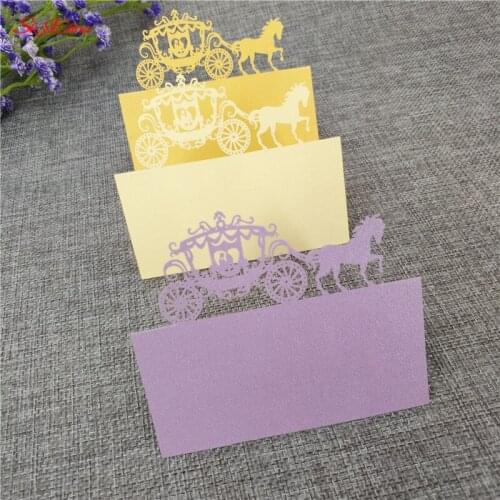 10/50/100pcs Wedding carriage Hollow Name Place Cards Wedding Party Table Wine Guest Name Place Cards Favor Decoration 9X9cm 7z