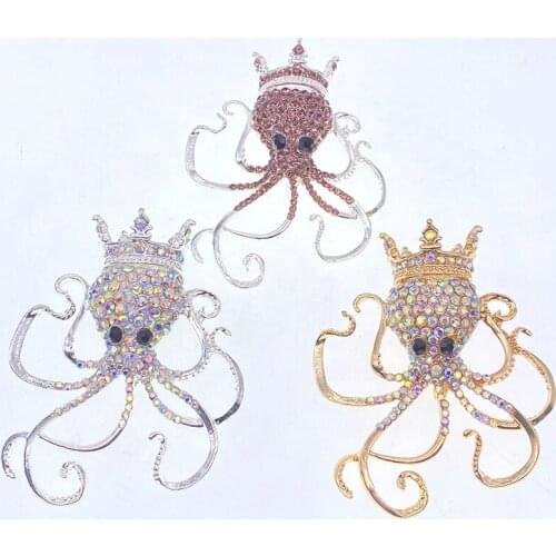 10pcs/lot free shipping 70mm silver tone octopus ocean brooch pins