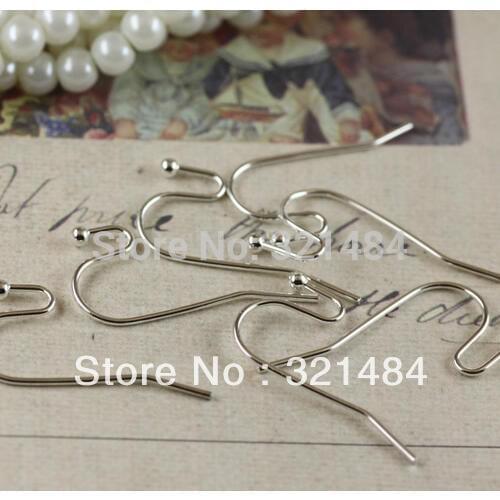 1000pcs Rhodium plated dull silver metal Ball end Earring hooks wires earwires DIY findings