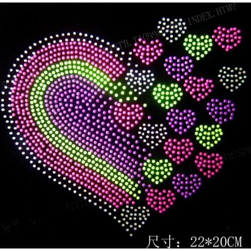 2pc/lot Heart studs Hot Fix Rhinestones Starfis Motif Design Iron On Transfer Motifs Hot Fix Stone patches for shirt