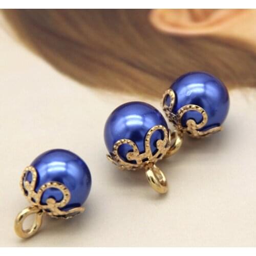 20pcs Blue Pearl Metal Shank Plastic Buttons For Clothes Fashion Women Shirt Dress Decorative Handmade DIY Accessories Wholesale