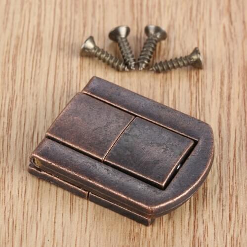 25x30mm Zinc Alloy Square Vintage Wooden Wine Box Latch Clasp Locked Buckles Red Copper Box Buckle Clasp Buckle with Screws
