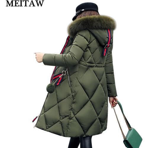 5XL Women Winter Long Down Coats Plus Size Warm Tops 2019 Casual Fur Neck Thick Cotton Hooded Down Jackets Korean Overcoat Coat