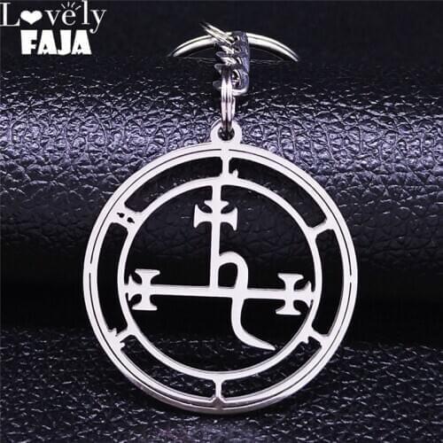 Stainless Steel Demon Seal Key Accessories Men/Women Silver Color Satan LILITH Keychain Jewery llavero hombre K1249S03S03