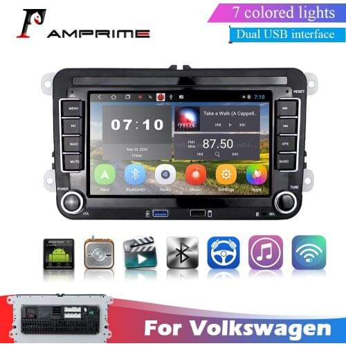 AMPrime 7'' 2 din Android Car Multimedia Player GPS Bluetooth WIFI Dual Usb Car stereo MirrorLink Car Radio For Volkswagen