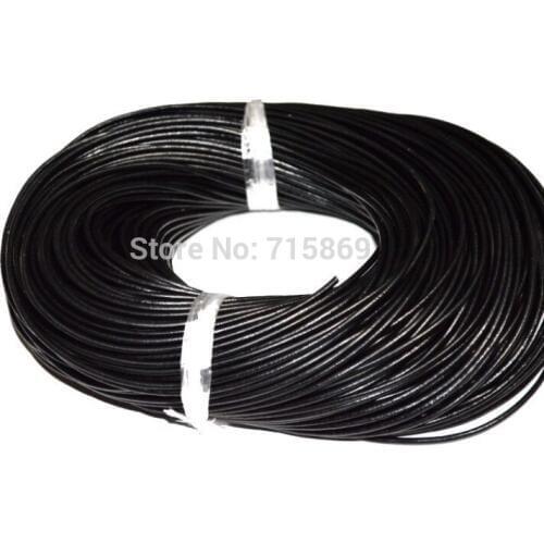 Free ship By Express 100 Meters 8mm Black Round Genuine Leather Cord, Necklace & Bracelet Real Leather Round Cord