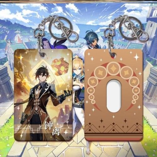 Anime Genshin Impact Paimon ABS Student ID Bus Bank Card Holder Keychain Case Cover Pendant Toy Prop Decor Cosplay Gift Keyring