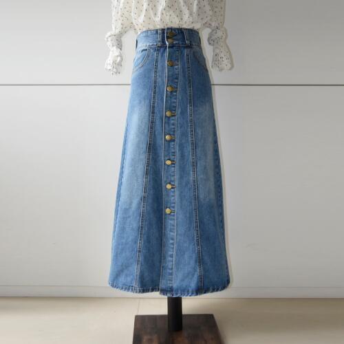 TIYIHAILLEY 2020 Free Shipping Fashion Long Maxi Denim Jeans Spring And Autumn A-line Skirts Single Breasted XS-2XL Casual Skirt