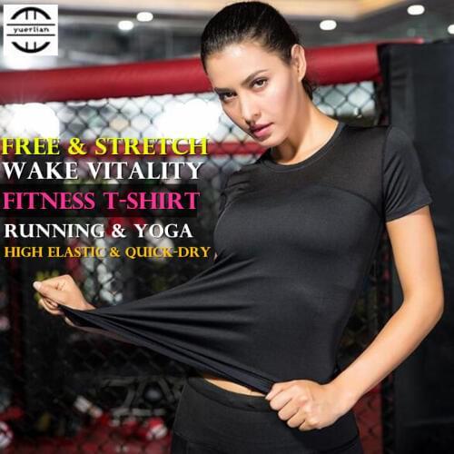 200pcs Women&Girl Exercise Tight Fitness T-shirts Quick-drying Wicking Mesh Breathable Fashion Slim Elastic O-Neck Short Sleeves