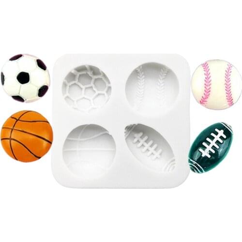 Football Tennis Rugby Basketball Silicone Sugarcraft Chocolate Cupcake Baking Mold Resin Tools Fondant Cake Decorating Tools
