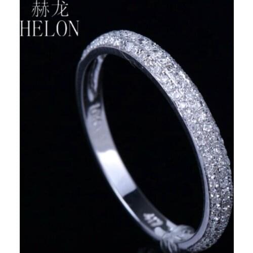 HELON Solid 14k White Gold 0.32ct Genuine Natural Diamonds Engagement Ring Women Wedding Party Gift Fine Jewelry Diamonds Ring