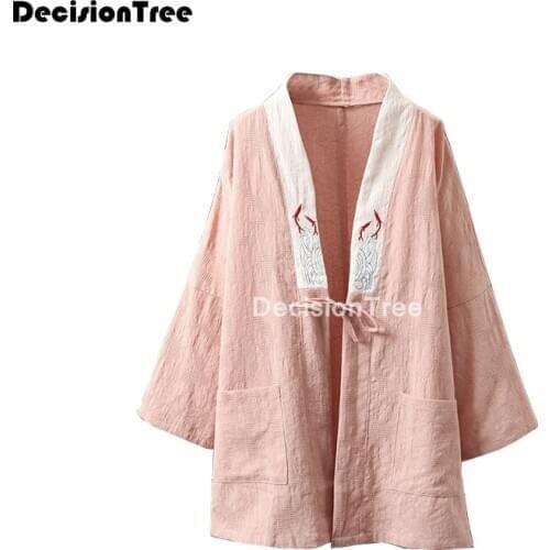 2021 kimono cardigan cotton linen vintage shirt women blouse chinese traditional top traditional chinese clothing for women