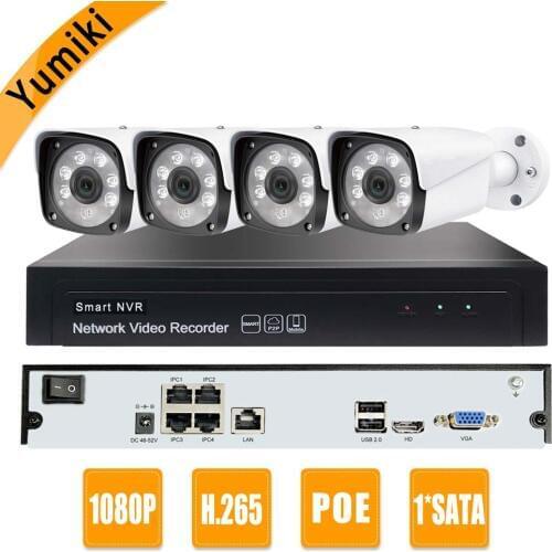 4CH H.265 1080P POE Camera NVR Kit CCTV System IP Camera Outdoor Video Security Surveillance Set Outdoor Waterproof P2P AEEYE2.0