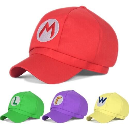 Game Super Mario Hat Luigi Bros Cosplay Octagonal Baseball Cap Prop