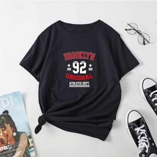 Summer Womens Letter Design Casual Short Sleeve Cool Top Cotton T-Shirt