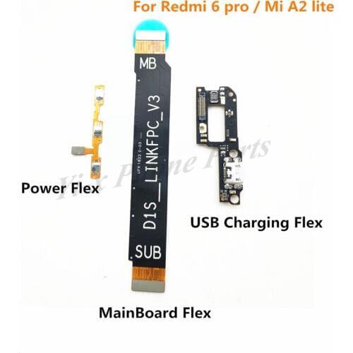 Power Volume & USB Charging Board Flex Cable & Motherboard MainBoard Connections Flex Cable For Xiaomi Redmi 6 pro / Mi A2 Lite
