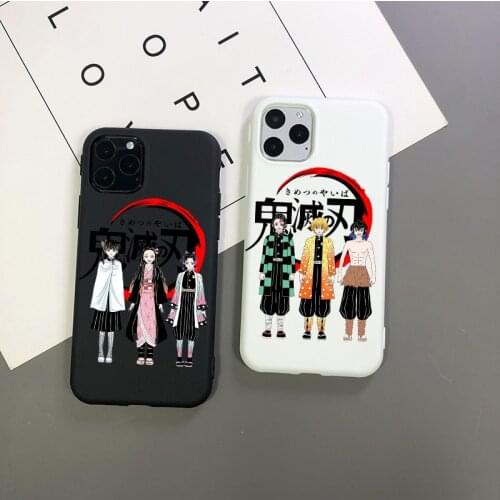 Cute Anime Demon Slayer white TPU Soft silicone phone case For iPhone 12MINI 11 PRO MAX 12pro MAX Xs MAX XR 8 7plus SE2020