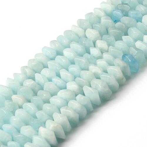 Natural Blue Aquamarines Mineral Bead 6x11mm Irregular Loose Spacer Rondelle Stone Beads for Jewelry Making DIY Bracelet 7.5
