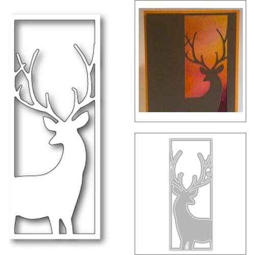 2020 New Christmas Elk Metal Cutting Dies For DIY Cut Paper Craft Making Rectangle Frame Background Card Scrapbooking No Stamps