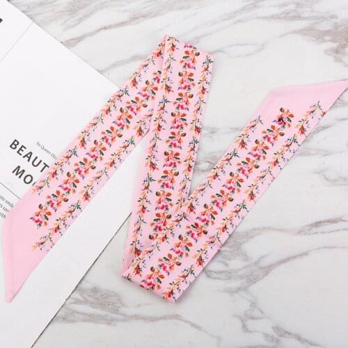 New Skinny Silk Scarf Women Retro Ladies Headscarf Luxury Hairband Design Bag Scarf Belt Ribbon Fashion Beach Neck Shawl