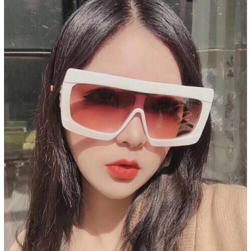 2021 New Fashion Oversize Square Sunglasses Women Vintage Flat Top Integrated Gradient Sun Glasses Men UV400 gafas de sol mujer