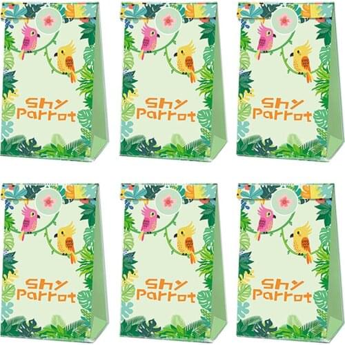 6pcs jungle wild animal gift bag handbag children birthday paper bag decoration forest theme party baby shower packaging supply
