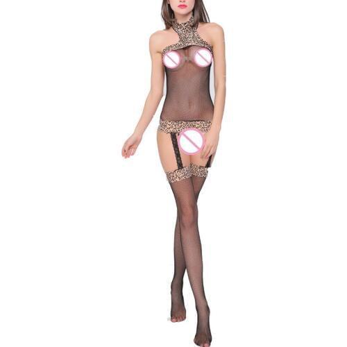 Sexy Lingerie For Women Erotic Underwear Sexy Leopard Bodystocking Plus Size Lenceria Erotica Mujer Sexi Teddy Open Crotch