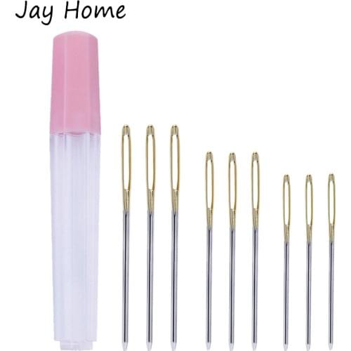 9Pcs Large Eye Blunt Needles Stainless Steel Yarn Knitting Needle Embroidery Sewing Needles Crafting Weaving Needle Sewing Tools
