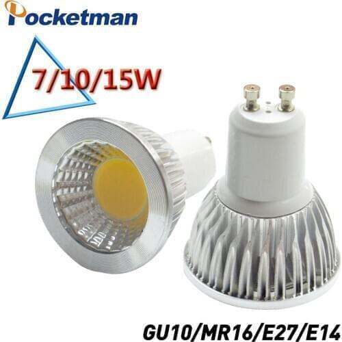 Super Bright led Spotlight GU10 Bulbs Light Dimmable Led Warm White Light Bulb GU10 COB LED lamp light 7W 10W 15W LED Light
