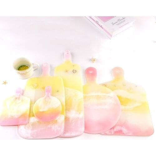 TC126 Fruit Tea UV Epoxy Handle Tray Plate Coaster Resin Silicon Molds DIY Craft Making Casting Mould For Table Decoraton