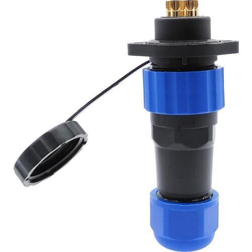 SP20 waterproof connector IP68 2 hole flange socket 1/2/3/4/5/6/7/9/12/14Pin cable connector