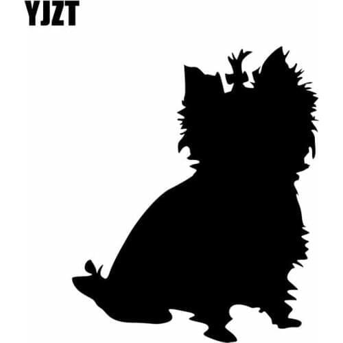 YJZT 12.5CM*15CM Vinyl Car Sticker Yorkshire Terrier Dog Bumper Window Decal Black/Silver C2-3128
