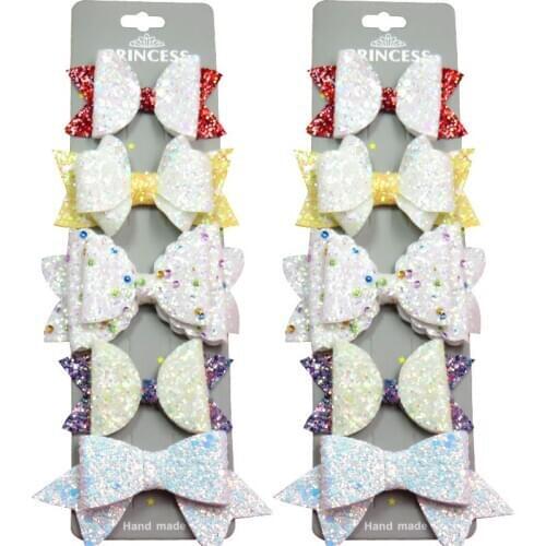 5PCS/Card Lovely 5 White Styles Ties Bow Creativity Hairpins For Baby Girls Clips Pins Barrette Scrunchy Kids Hair Accessories