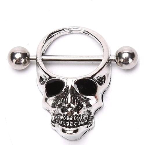 1 PCS Skull Bars Nipple Ring Piercing Bar Stainless Steel Barbell Body Breast Jewelry
