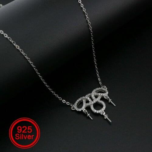 1Pcs Round 6-10MM Beads Bail Pendant Bezel Necklaceb Solid 925 Sterling Silver Charm Settings DIY Supplies 18''+2'' 1431071