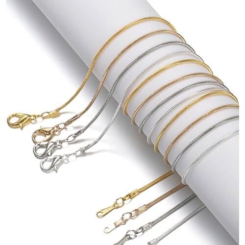 12pcs Necklace Snake Chains 40cm Length Lobster Clasp Gold/Silver/Rhodium Metal Chain Necklace DIY Jewelry Making Components