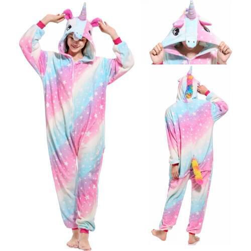 2020 adult unisex кигуруми pajamas unicorn women animal Kugurumi Onesies sleepwear nightgown warm soft blue stitch nightwear