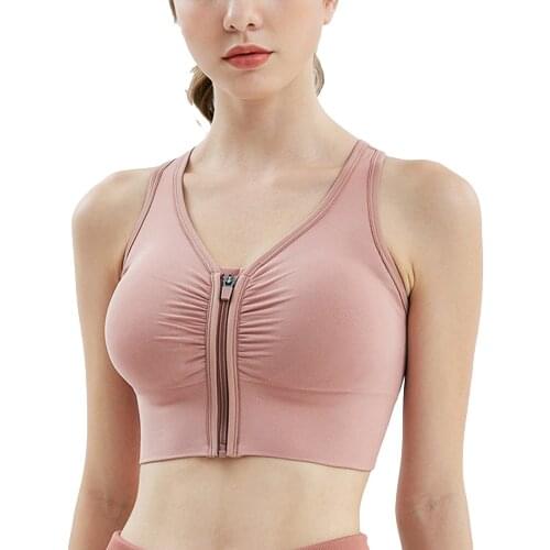 3-Color Front Zipper Cross Beautiful Back Sports Underwear Women Shockproof Gather Stereotypes Running Fitness Yoga Bra Vest