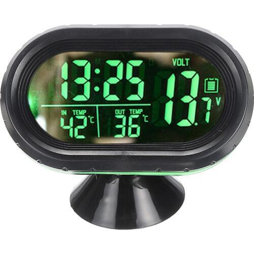 3-in-1Digital LED Display Car Thermometer Voltmeter Auto Indoor Outdoor Temperature Voltage Meter Digital Backlight Clock