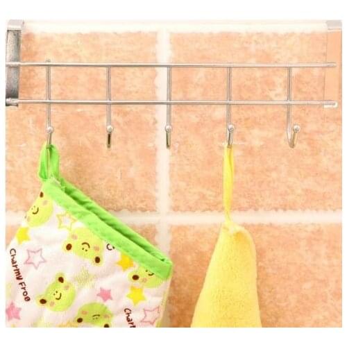 5 Hooks Stainless Steel Clothes Hooks Door Rack Bathroom Kitchen bedroom Towel Hanger hanging Loop Organizer