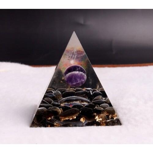 60*60*60mm Orgone Energy Pyramid Muladhara Chakra Natural Amethysts Beads Yoga Meditation Decoration Pendulum Pendulo
