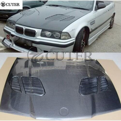E36 3 series Coupe M3 style Carbon Fiber Front engine Hood Bonnets engine Covers with vents for BMW E36 325i Coupe 92-99