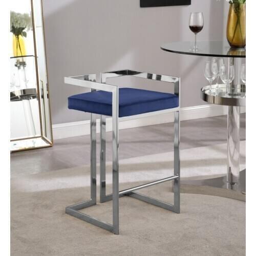 Chinafurniture Modern retro design velvet industrial furniture armrest golden metal leg high bar stool chair home coffee shop