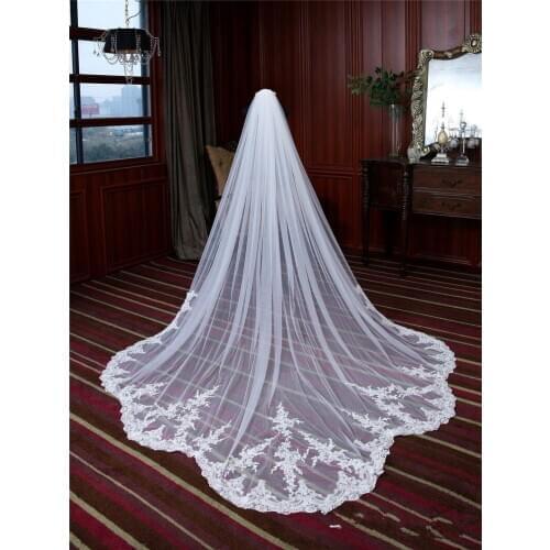 Bridal Veils Lace Tulle Cathedral Wedding Veil White Ivory bridal accessories bridal applique veil