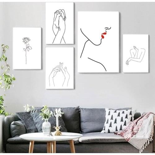 Canvas Painting Wall Art Mural Picture Girls Bedroom Home Decor Body Nordic &Print Line Drawing Modern Sexy Women