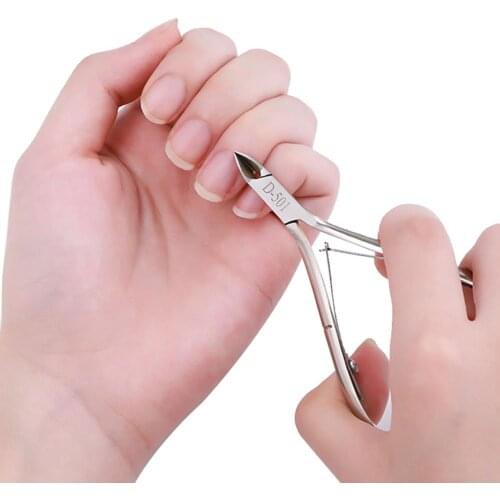 Stainless Steel Manicure Nail Art Clippers Cuticle Trim Hard Dead Skin Scissors