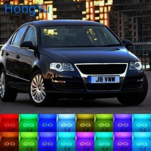 Multi-color RGB LED Angel Eyes Halo Ring Eye RF Remote for Volkswagen VW Passat B6 Magotan Halogen Headlight 2006-10 Accessories