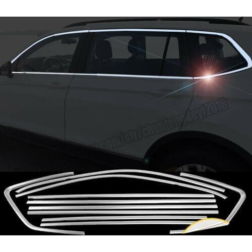 Car modification Car accessories 10pcs Stainless Steel Car Window Sill Trim ForVW Tiguan 2017-2019