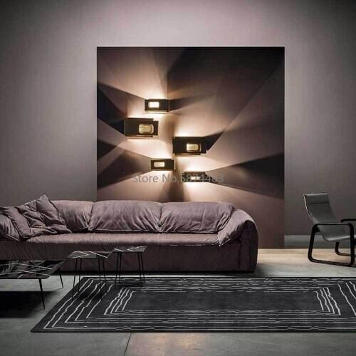 Fashion Modern Minimalist Geometric Black and White Line Frame Living Room Bedroom Bedside Carpet Floor Mat Customization